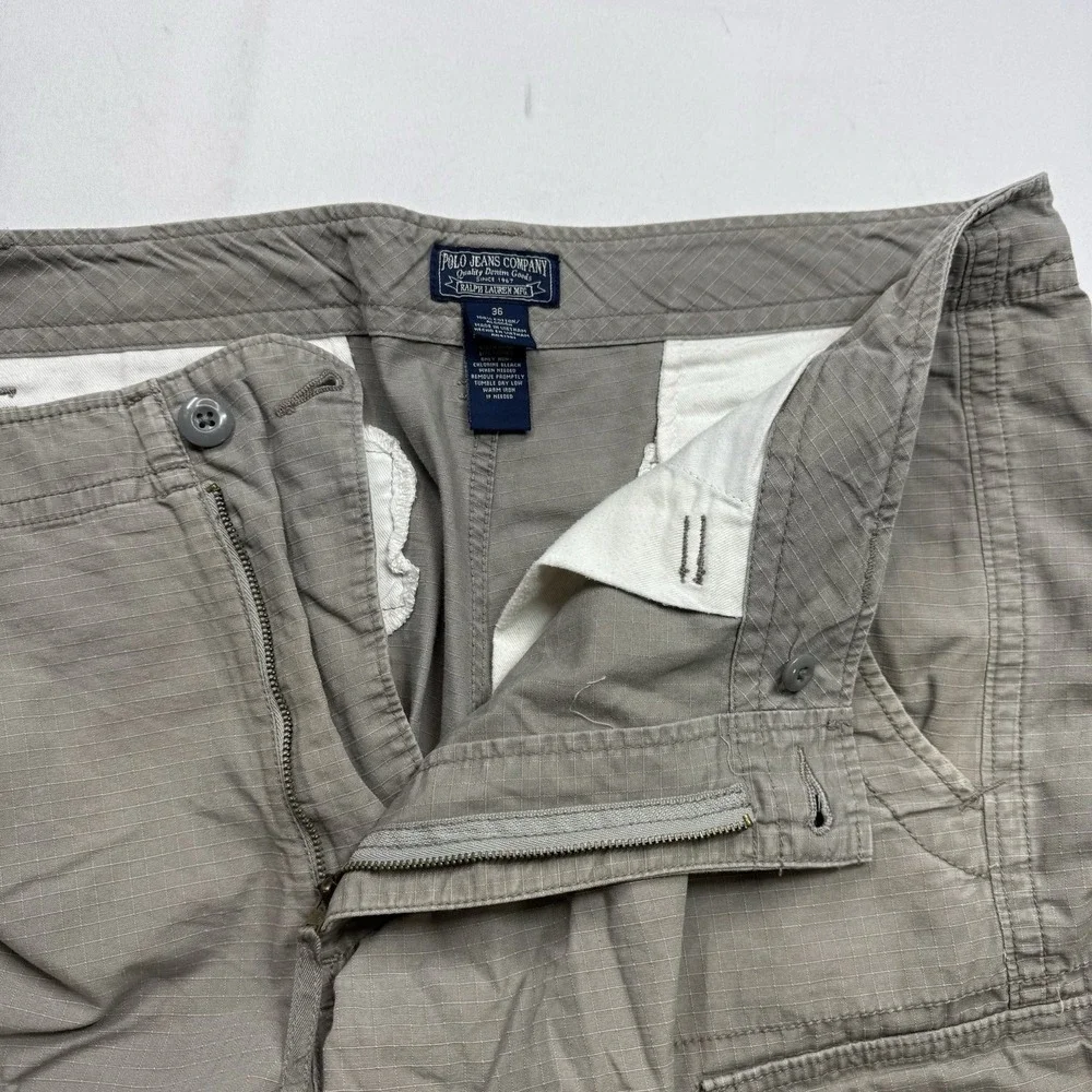 Ralph Lauren Polo Jeans Y2K Shorts Men's 39x12 Gray Cargo Ripstop Utility Hiking
